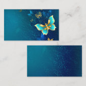Goldene Schmetterlinge auf blauem Hintergrund Terminkarte (Vorne/Hinten)
