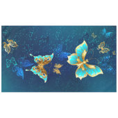 Goldene Schmetterlinge auf blauem Hintergrund Tischdecke