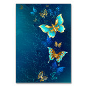 Goldene Schmetterlinge auf blauem Hintergrund Tischnummer (Vorderseite)
