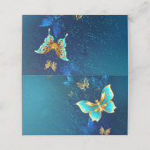 Goldene Schmetterlinge auf blauem Hintergrund Treuekarte (Außenseite Aufgefaltet)