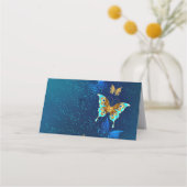 Goldene Schmetterlinge auf blauem Hintergrund Treuekarte (Rückseite)