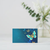 Goldene Schmetterlinge auf blauem Hintergrund Treuekarte (Stehend Vorderseite)