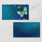 Goldene Schmetterlinge auf blauem Hintergrund Treuekarte (Vorne/Hinten)