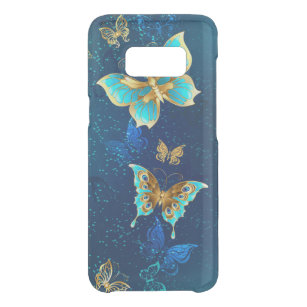 Goldene Schmetterlinge auf blauem Hintergrund Get Uncommon Samsung Galaxy S8 Hülle