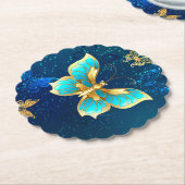 Goldene Schmetterlinge auf blauem Hintergrund Untersetzer (angewinkelt)
