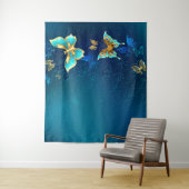 Goldene Schmetterlinge auf blauem Hintergrund Wandteppich (Beispiel)