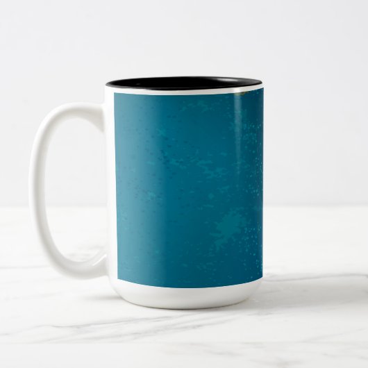Goldene Schmetterlinge auf blauem Hintergrund Zweifarbige Tasse (Links)