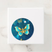 Goldene Schmetterlinge auf einem blauen Hintergrun Geschenkanhänger (Beispiel)