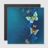 Goldene Schmetterlinge auf einem blauen Hintergrun Magneteinladung (Vorne/Hinten)