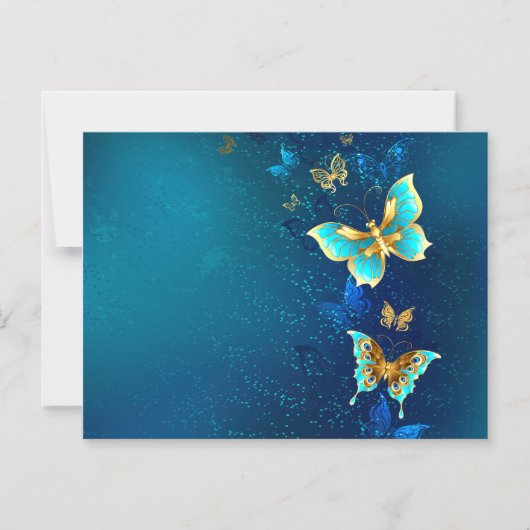 Goldene Schmetterlinge auf einem blauen Hintergrun Magneteinladung (Vorderseite)
