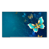 Goldene Schmetterlinge auf einem blauen Hintergrun Magnetische Visitenkarte (Vorderseite)