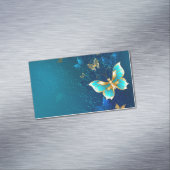 Goldene Schmetterlinge auf einem blauen Hintergrun Magnetische Visitenkarte (Beispiel)