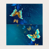 Goldene Schmetterlinge auf einem blauen Hintergrun Visitenkarten (Außenseite Aufgefaltet)