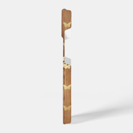 Goldene Schmetterlinge aus Holz iPhone 14 Hüllen iPhone Hülle (Linke Seite)