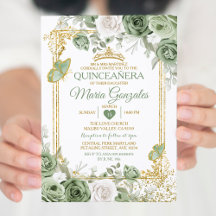 Goldene Schmetterlinge aus Quinceñera Sage Green C