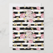 Goldene Schmetterlinge Blumenmuster Geburtstag Einladung (Rückseite)