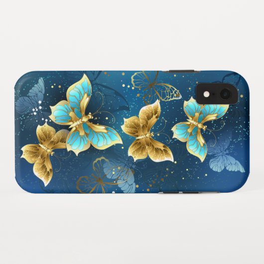 Goldene Schmetterlinge Case-Mate iPhone Hülle (Rückseite (Horizontal))