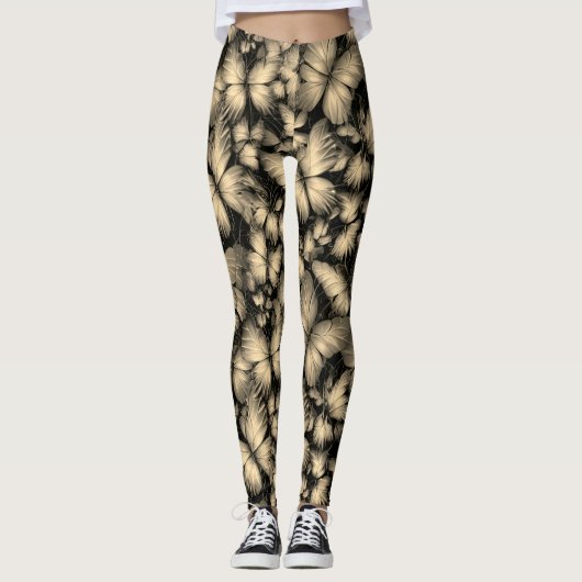 Goldene Schmetterlinge drucken Leggings (Vorderseite)