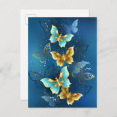 Goldene Schmetterlinge Einladungspostkarte (Vorne/Hinten)