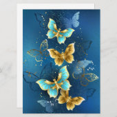 Goldene Schmetterlinge Feiertagskarte (Vorne/Hinten)