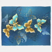 Goldene Schmetterlinge Fleecedecke (Vorderseite (Horizontal))