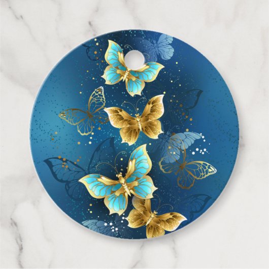 Goldene Schmetterlinge Geschenkanhänger (Vorderseite)