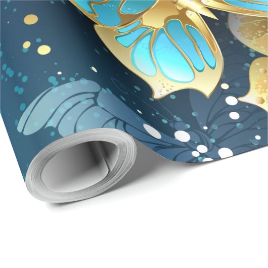 Goldene Schmetterlinge Geschenkpapier (Rolleneckpunkt)