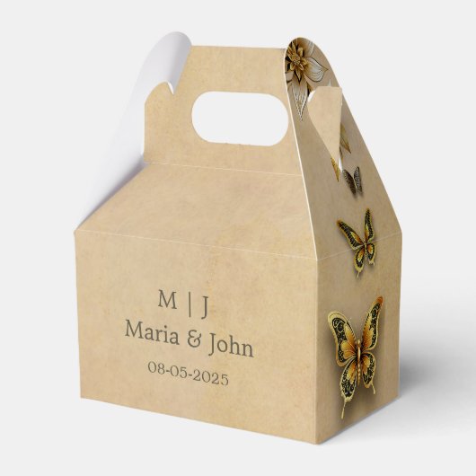 Goldene Schmetterlinge Geschenkschachtel (Rückseite)