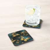 Goldene Schmetterlinge harter Kunststoff-Untersetz Getränkeuntersetzer (Rechte Seite)