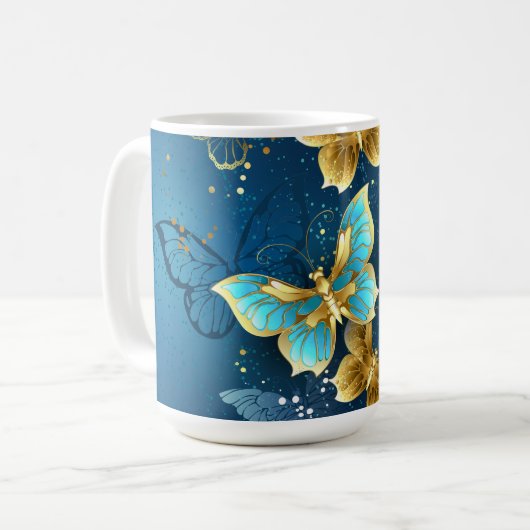 Goldene Schmetterlinge Kaffeetasse (Vorderseite Links)