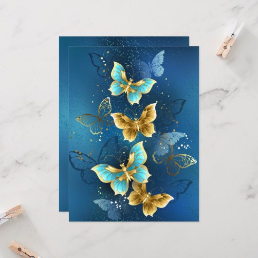 Goldene Schmetterlinge Karte (Vorderseite/Rückseite Beispiel)