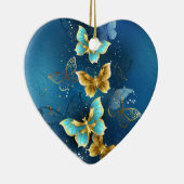 Goldene Schmetterlinge Keramik Ornament (Rechts)