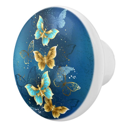 Goldene Schmetterlinge Keramikknauf (Rechts)