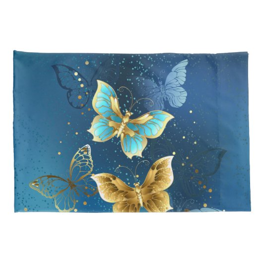 Goldene Schmetterlinge Kissenbezug (Rückseite-Rechts)