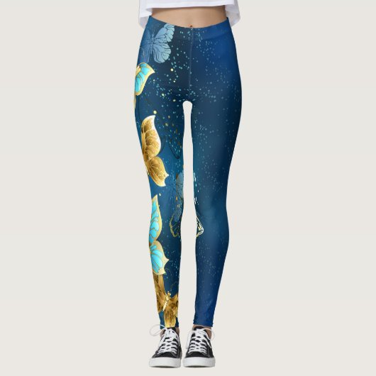 Goldene Schmetterlinge Leggings (Vorderseite)
