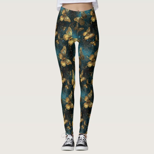 Goldene Schmetterlinge Leggings (Vorderseite)