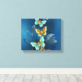 Goldene Schmetterlinge Leinwanddruck (Insitu (Holzboden))