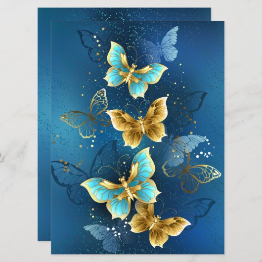 Goldene Schmetterlinge Menükarte (Vorne/Hinten)