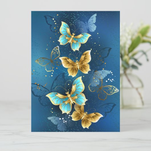 Goldene Schmetterlinge Menükarte (Stehend Vorderseite)
