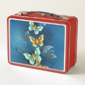 Goldene Schmetterlinge Metall Brotdose (Rückseite)