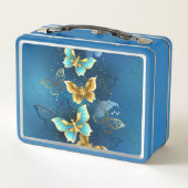 Goldene Schmetterlinge Metall Brotdose (Rückseite)