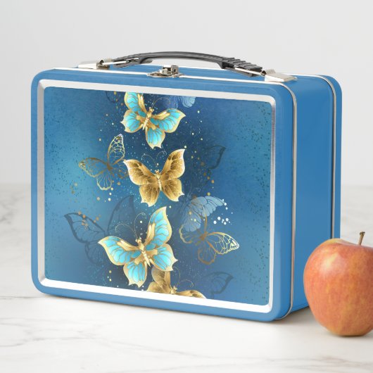 Goldene Schmetterlinge Metall Brotdose (Beispiel)