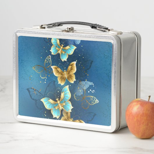 Goldene Schmetterlinge Metall Brotdose (Beispiel)