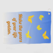 Goldene Schmetterlinge mit Text Golfhandtuch (Horizontal)