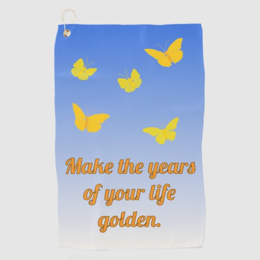 Goldene Schmetterlinge mit Text Golfhandtuch (Vorderseite)