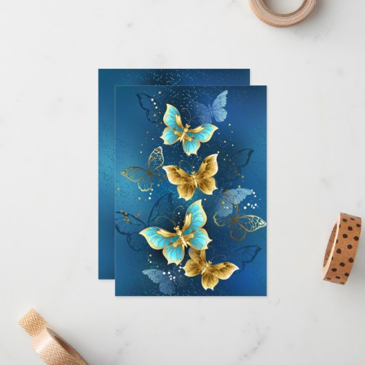 Goldene Schmetterlinge Mitteilungskarte (Vorderseite/Rückseite Beispiel)