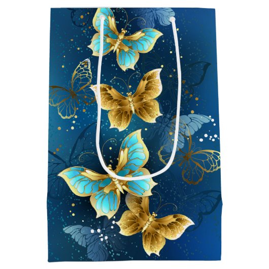 Goldene Schmetterlinge Mittlere Geschenktüte (Rückseite)