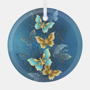 Goldene Schmetterlinge Ornament Aus Glas