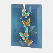 Goldene Schmetterlinge Ornament Aus Glas (Vorderseite links)