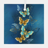 Goldene Schmetterlinge Ornament Aus Glas (Rückseite)